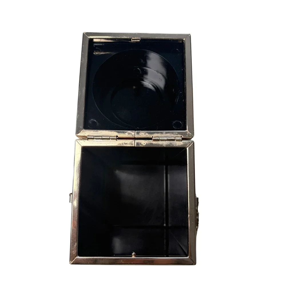 Novelty Lipstick Hard Shell Clutch Bag Black Red Gold Chain Strap Crossbody
